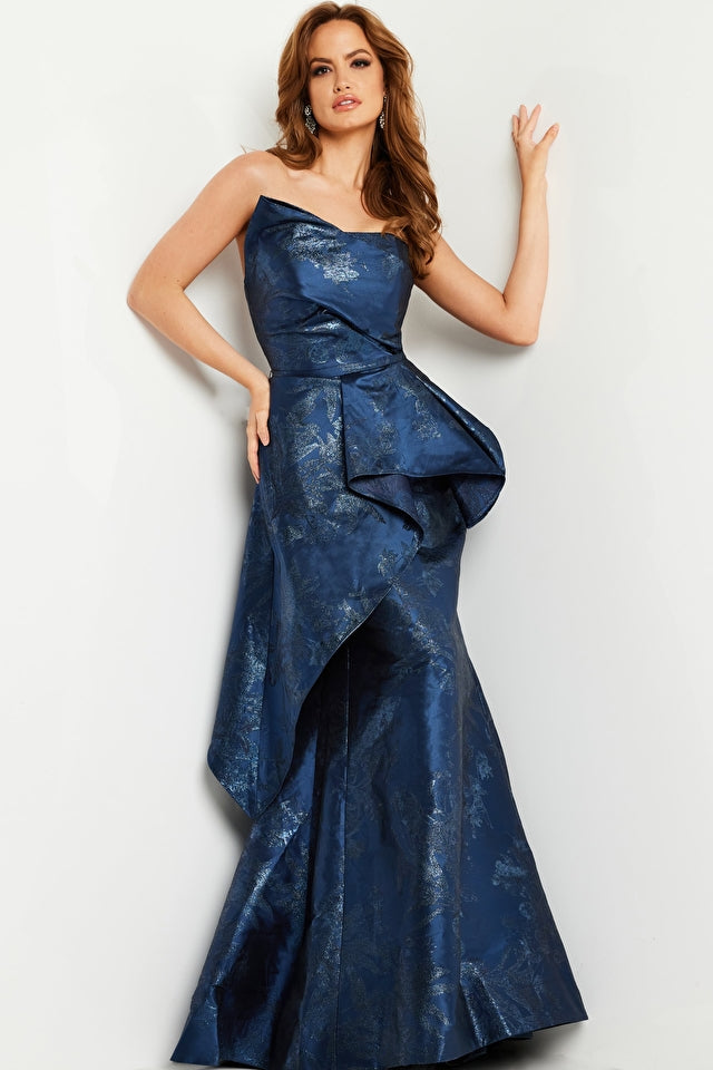 slim fit dress slacks Jovani 40759 Dresses 000 / Silver Gold Black main image 1