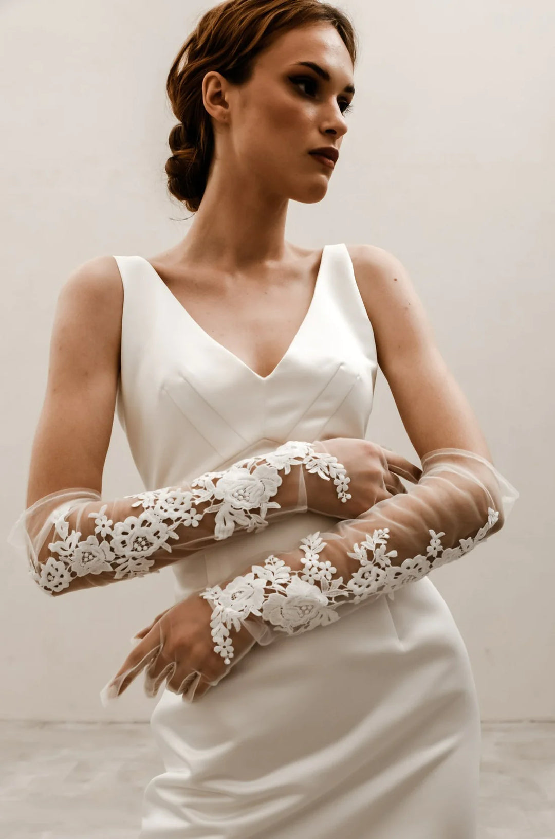 lace wedding dress with gloves Luxury Bloom Plump A-Line Wedding Dress Champagne