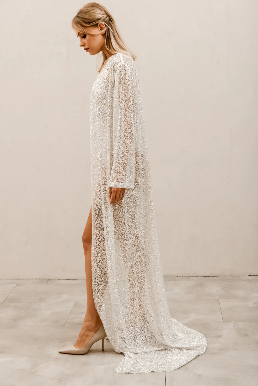 glitter robe dress Brown Sheer Robe w/ Iridescent Glitter