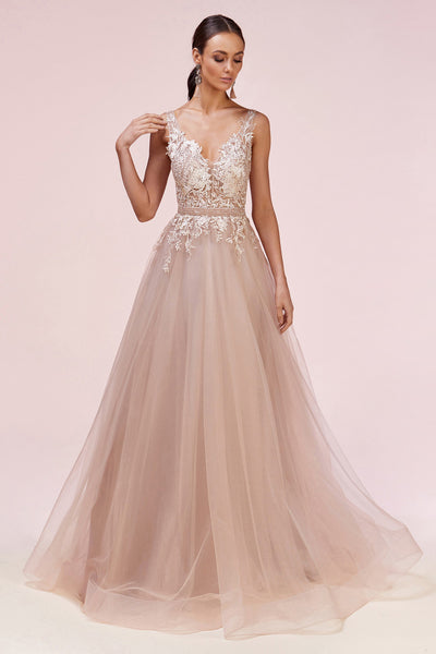 v-neck-tulle-gown